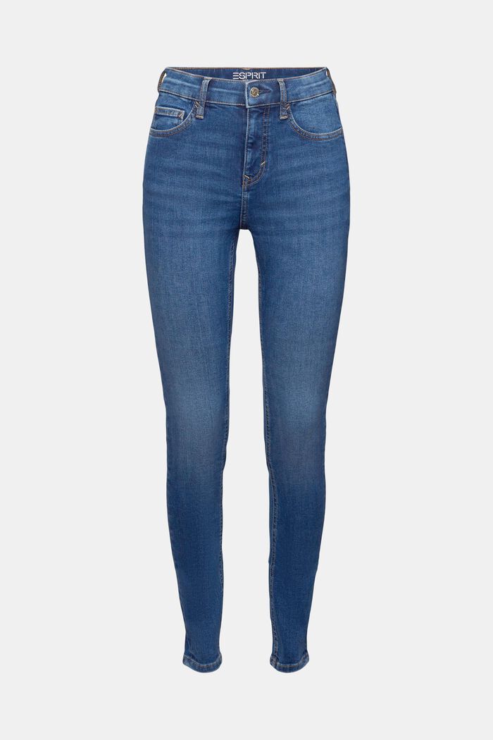 High rise skinny jeans, BLUE MEDIUM WASHED, detail image number 6