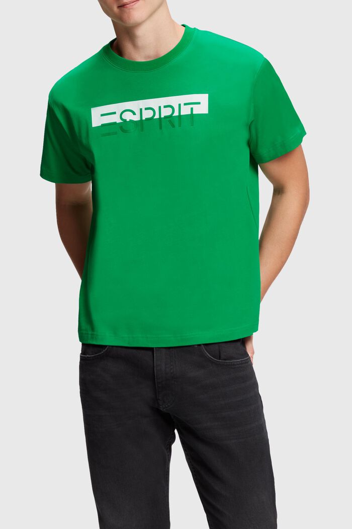 T-shirt met logo, GREEN, detail image number 0
