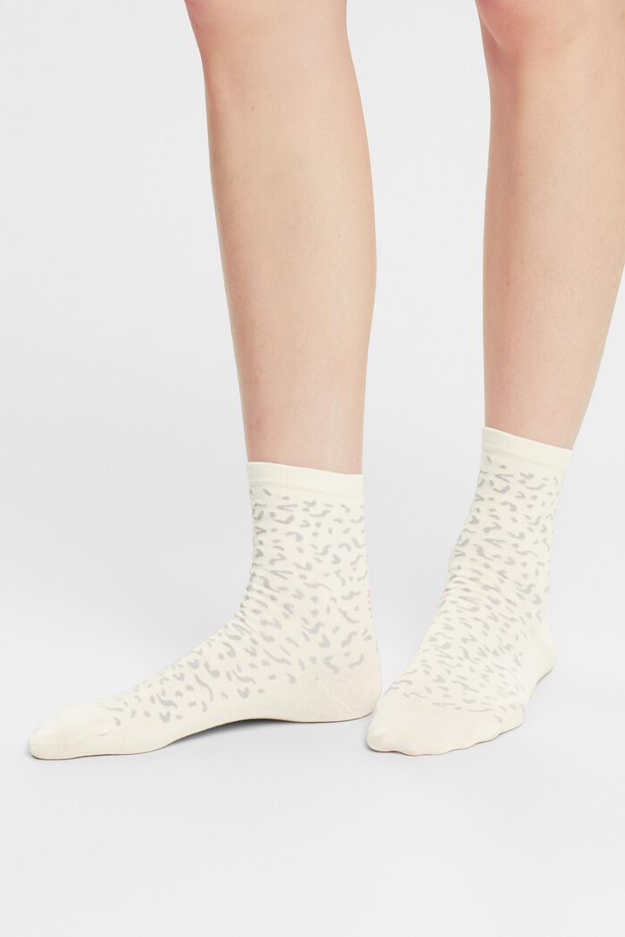 2 paar katoenen sokken met print, CREME/GREY, detail image number 1