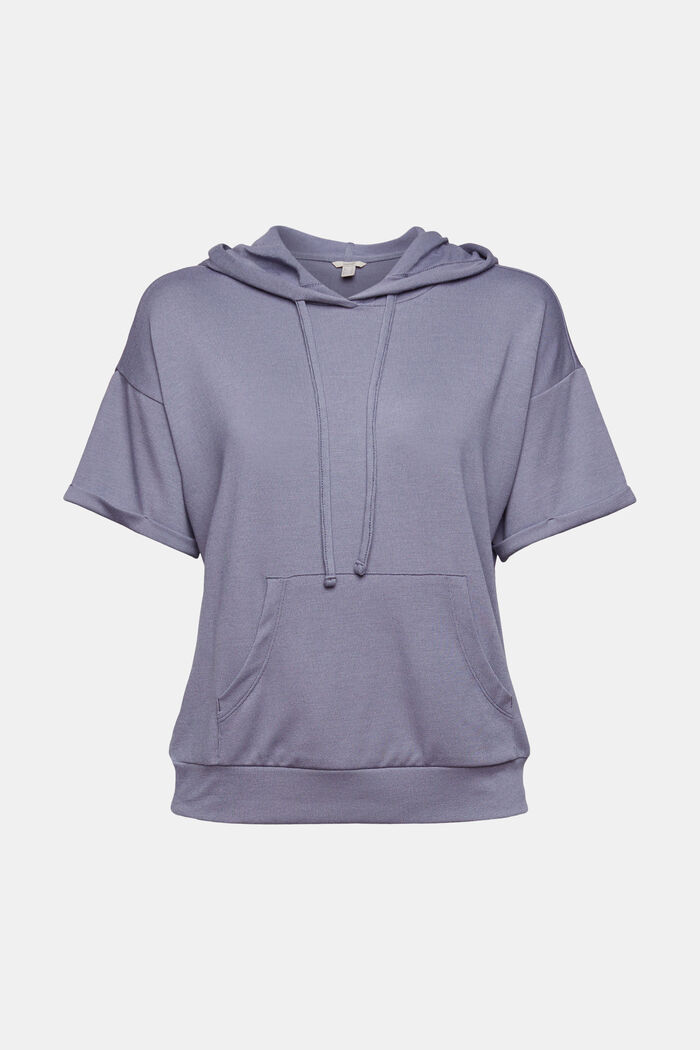Gerecycled: hoodie met korte mouwen, GREY BLUE, overview
