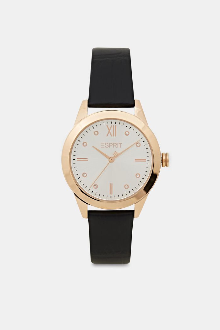 Set van edelstalen horloge en armband, BLACK, overview