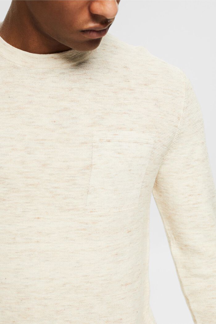 Met linnen: gemêleerde trui, CREAM BEIGE, detail image number 2