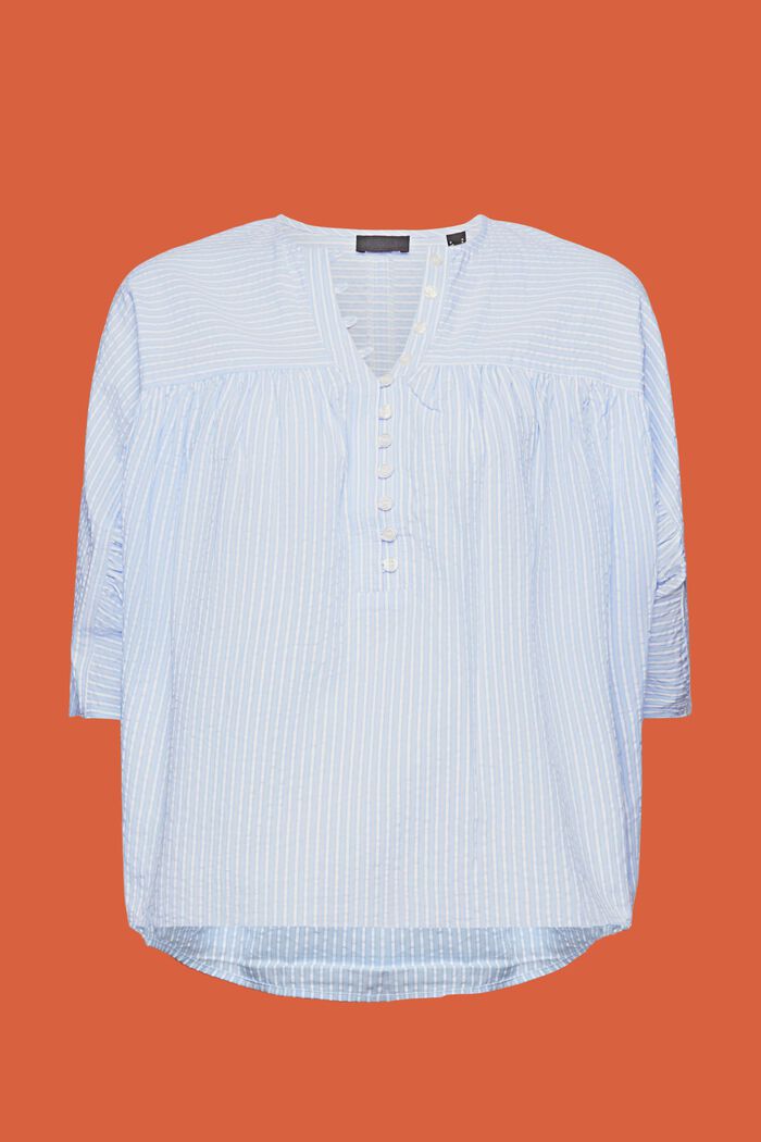 Gestructureerde blouse met korte mouwen, LIGHT BLUE, detail image number 6