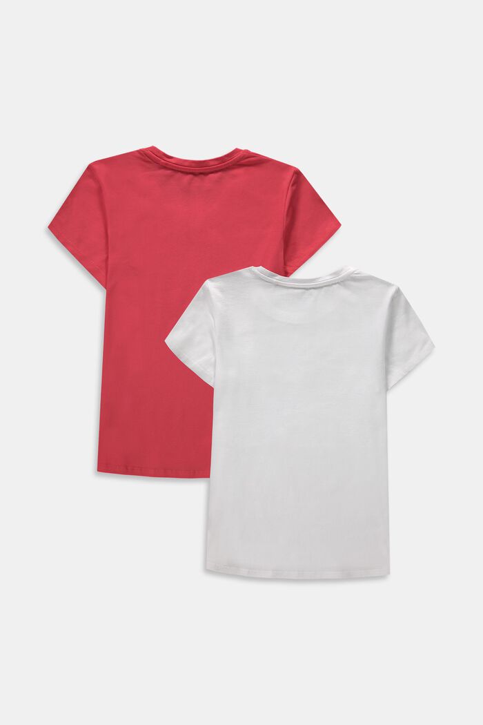 Set van 2 T-shirts met logoprint, ORANGE RED, detail image number 1
