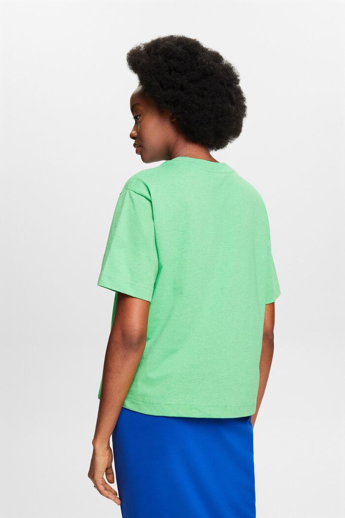 T-shirt met ronde hals van een materiaalmix, CITRUS GREEN, detail image number 2