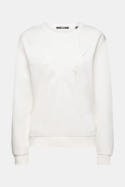 Sweatshirt met hartapplicatie, OFF WHITE, overview