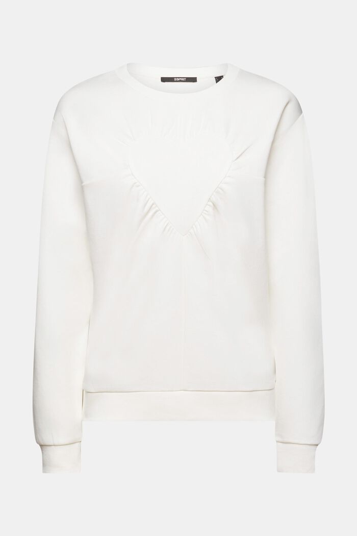 Sweatshirt met hartapplicatie, OFF WHITE, detail image number 5