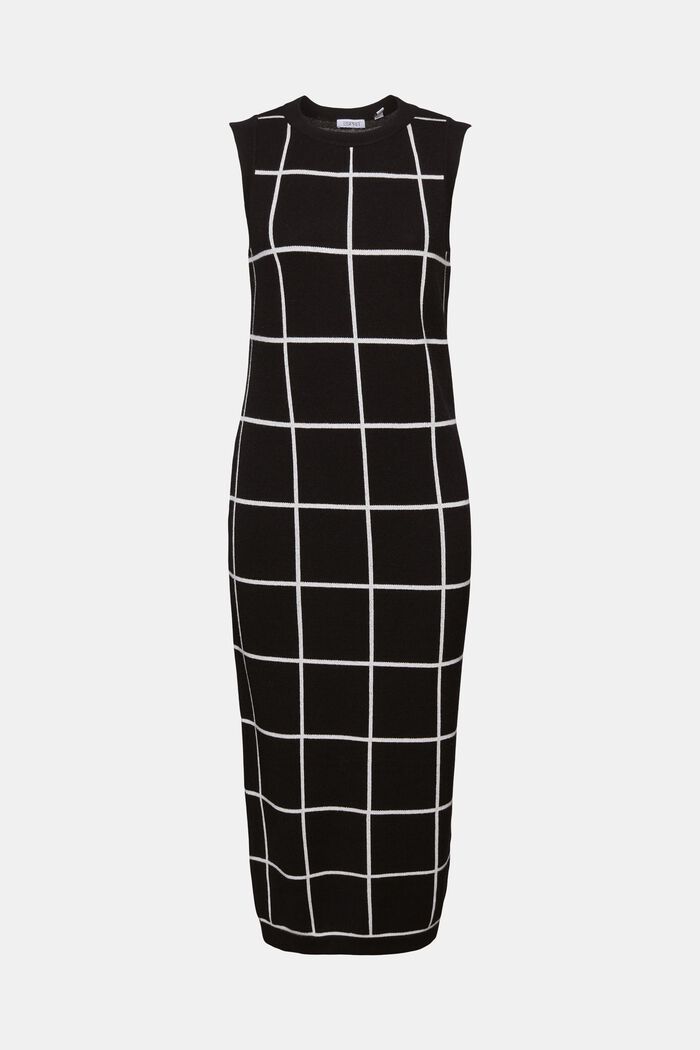 Mouwloze midi-jurk van een jacquard breisel, BLACK, detail image number 7