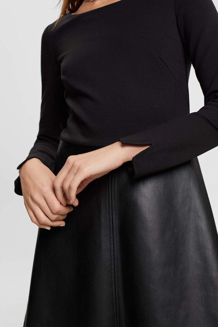 Mini-jurk van een materiaalmix, BLACK, detail image number 2