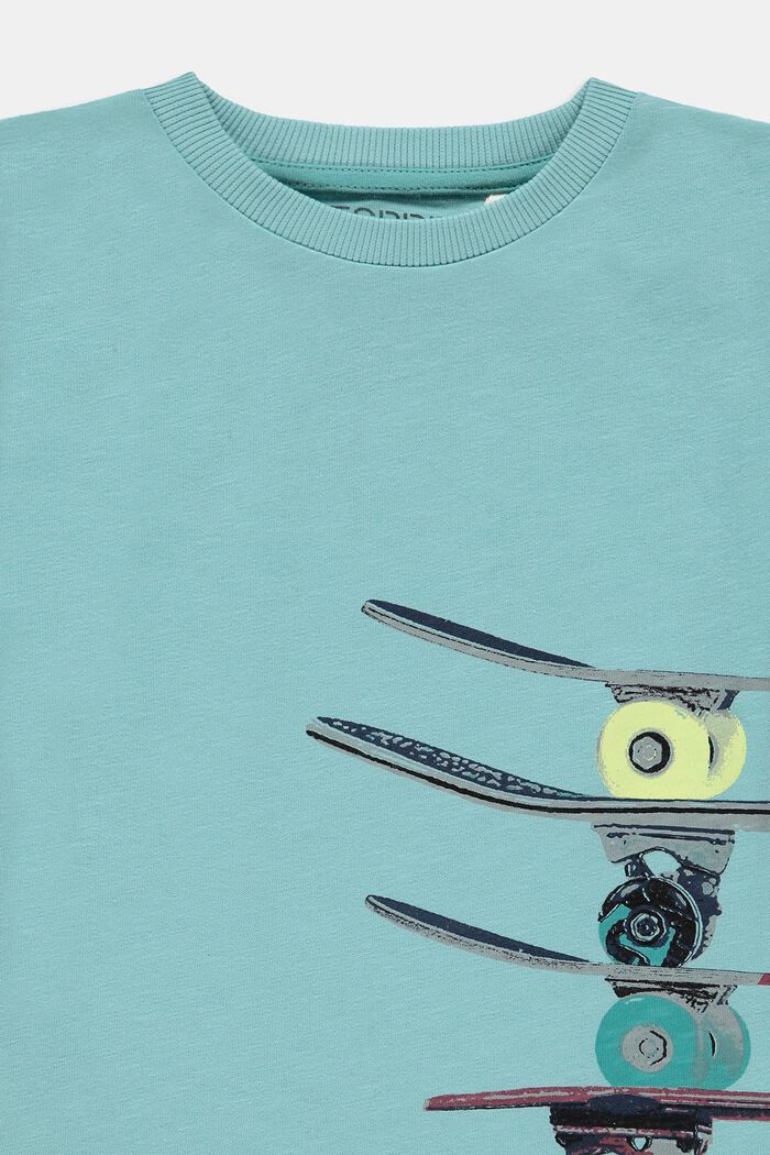 T-shirt met skateboardprint, 100% katoen, TEAL BLUE, detail image number 2