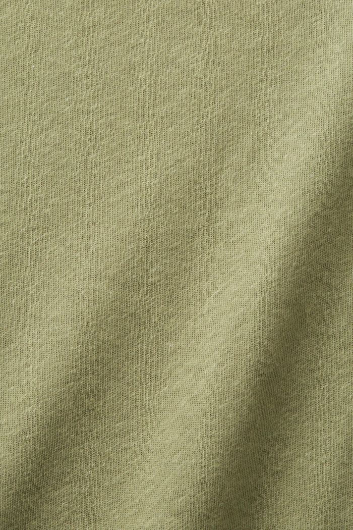 T-shirt van een mix van katoen en linnen, LIGHT KHAKI, detail image number 5