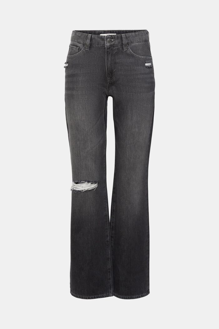 High-rise western bootcut jeans met gescheurde details, GREY MEDIUM WASHED, detail image number 6