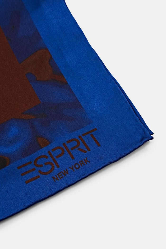 Vierkante zijden sjaal, BRIGHT BLUE, detail image number 1