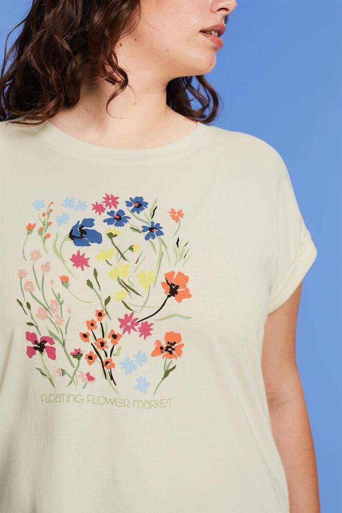 CURVY T-shirt met print op de voorkant, 100% katoen, ICE, detail image number 2