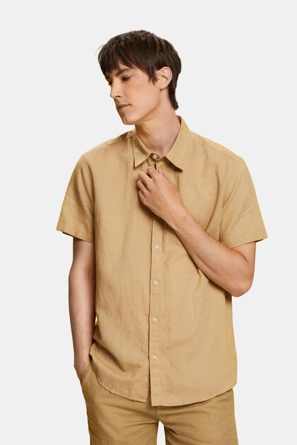 Shirt met korte mouwen van een linnen-katoenmix
