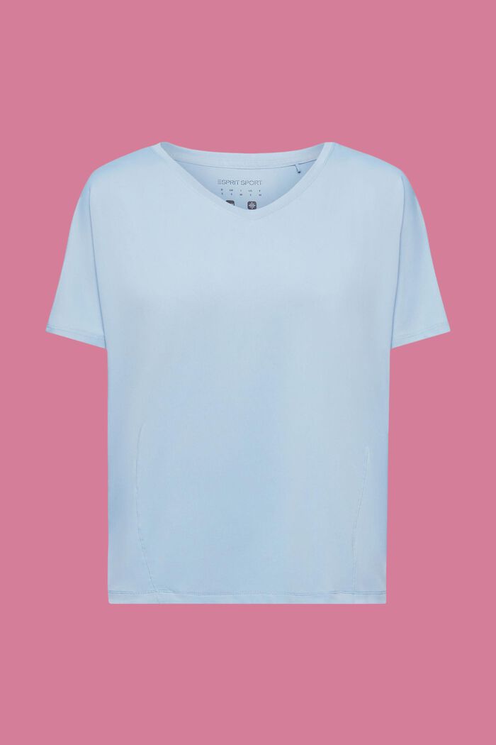 Actief T-shirt met V-hals met E-DRY, PASTEL BLUE, detail image number 5