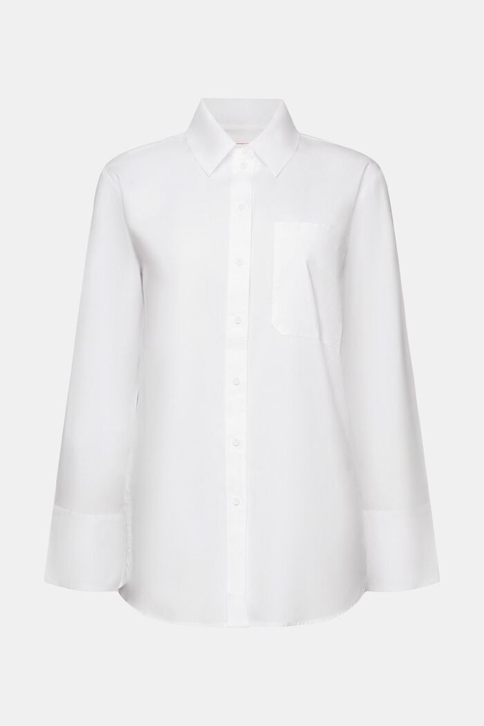 Loose fit overhemdblouse, 100% katoen, WHITE, detail image number 6