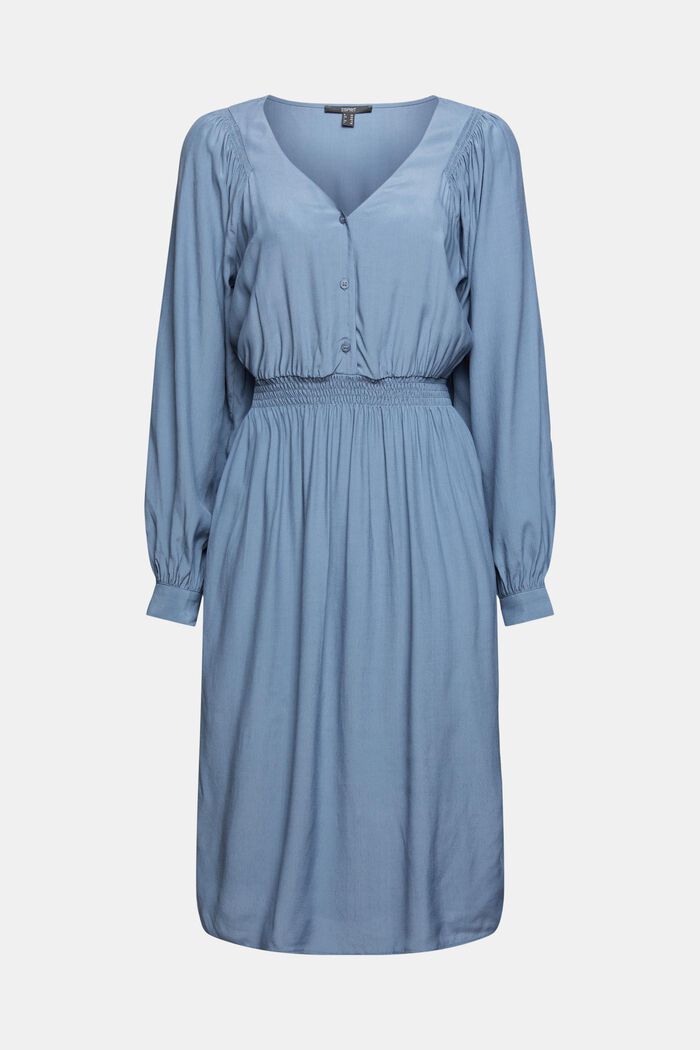 Effen jurk, LENZING™ ECOVERO™, GREY BLUE, overview
