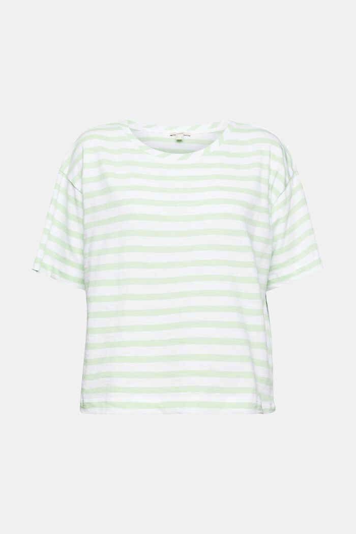 T-shirt met streepmotief, PASTEL GREEN, overview