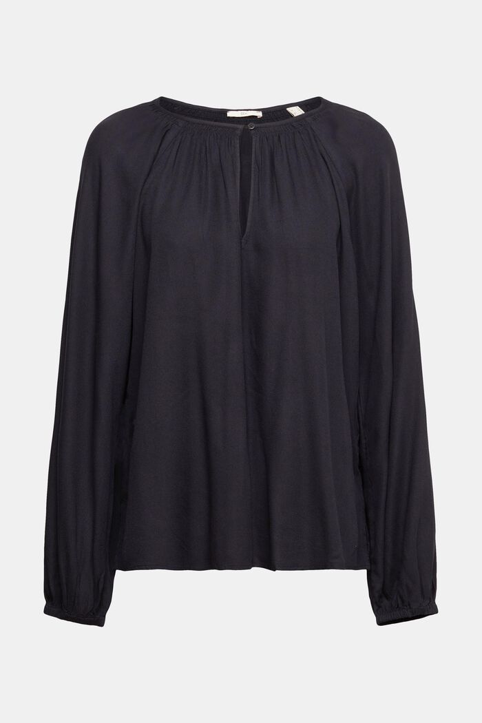 Soepele blouse, LENZING™ ECOVERO™, BLACK, overview
