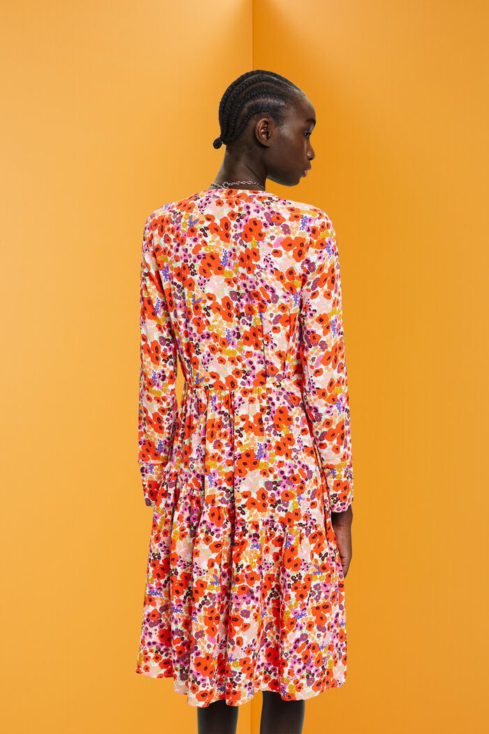 Midi-jurk met bloemenprint all-over, LIGHT PINK, detail image number 3