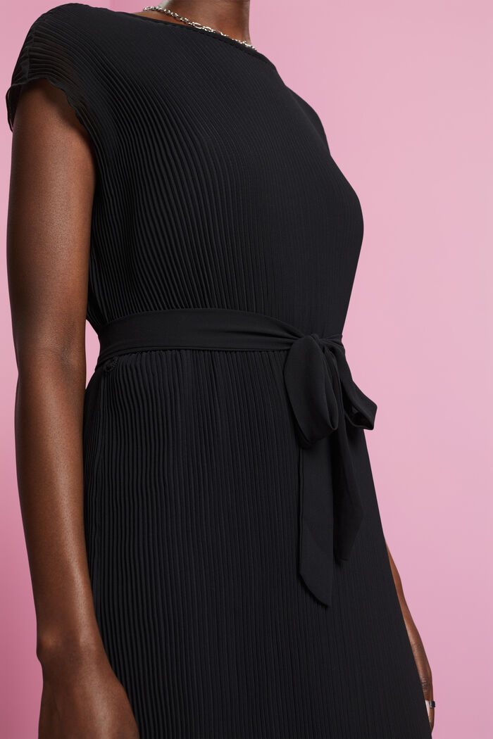 Mouwloze jurk met plissés, LENZING™ ECOVERO™, BLACK, detail image number 2