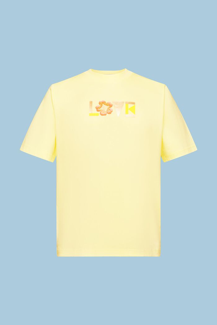 Uniseks T-shirt van pimakatoen met print, PASTEL YELLOW, detail image number 8