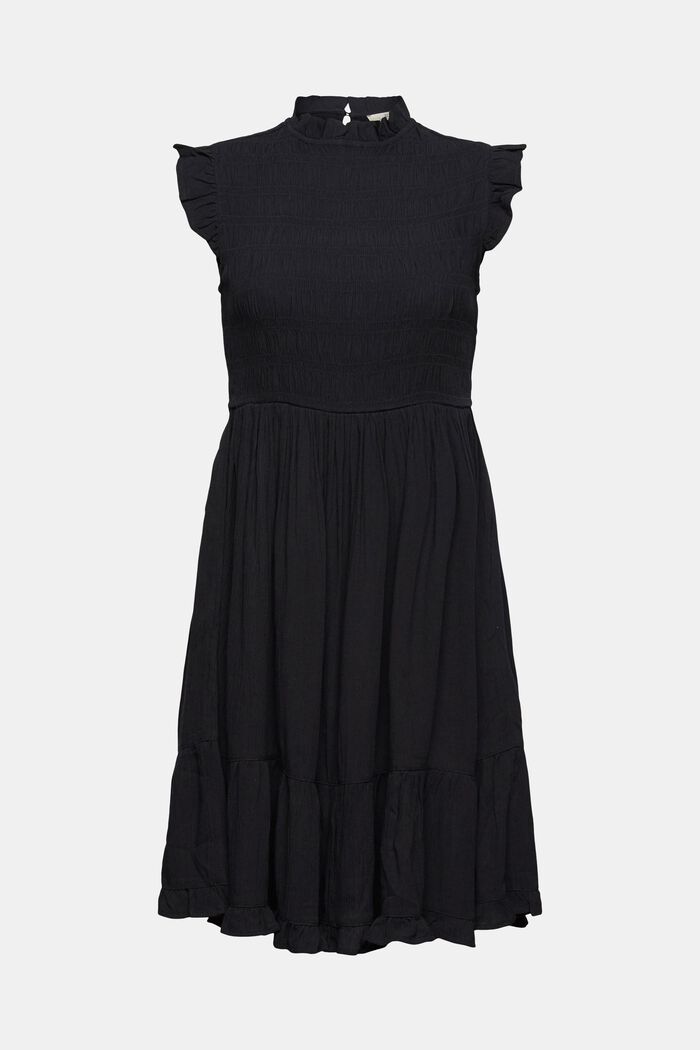 Mini-jurk met volantzoom, LENZING™ ECOVERO™, BLACK, detail image number 6