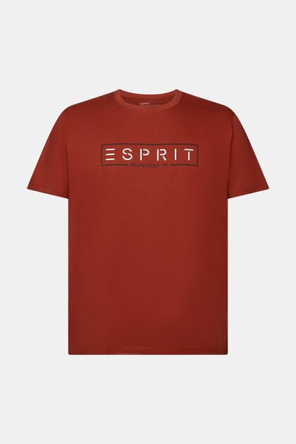 Jersey T-shirt met logoprint, RUST BROWN, overview