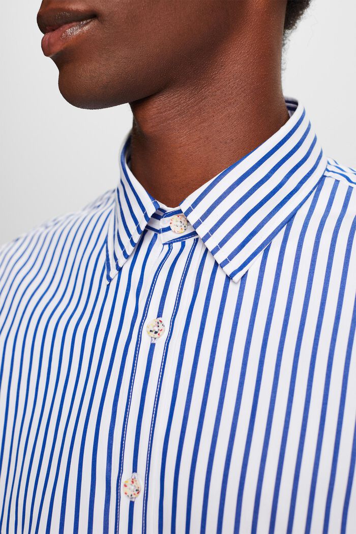 Gestreept overhemd van katoen-popeline, BRIGHT BLUE, detail image number 2