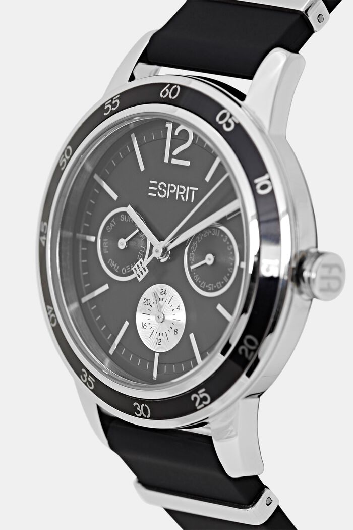 Multifunctioneel horloge met rubberen bandje, BLACK, detail image number 1
