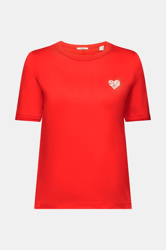 Katoenen T-shirt met hartvorming logo, RED, detail image number 6