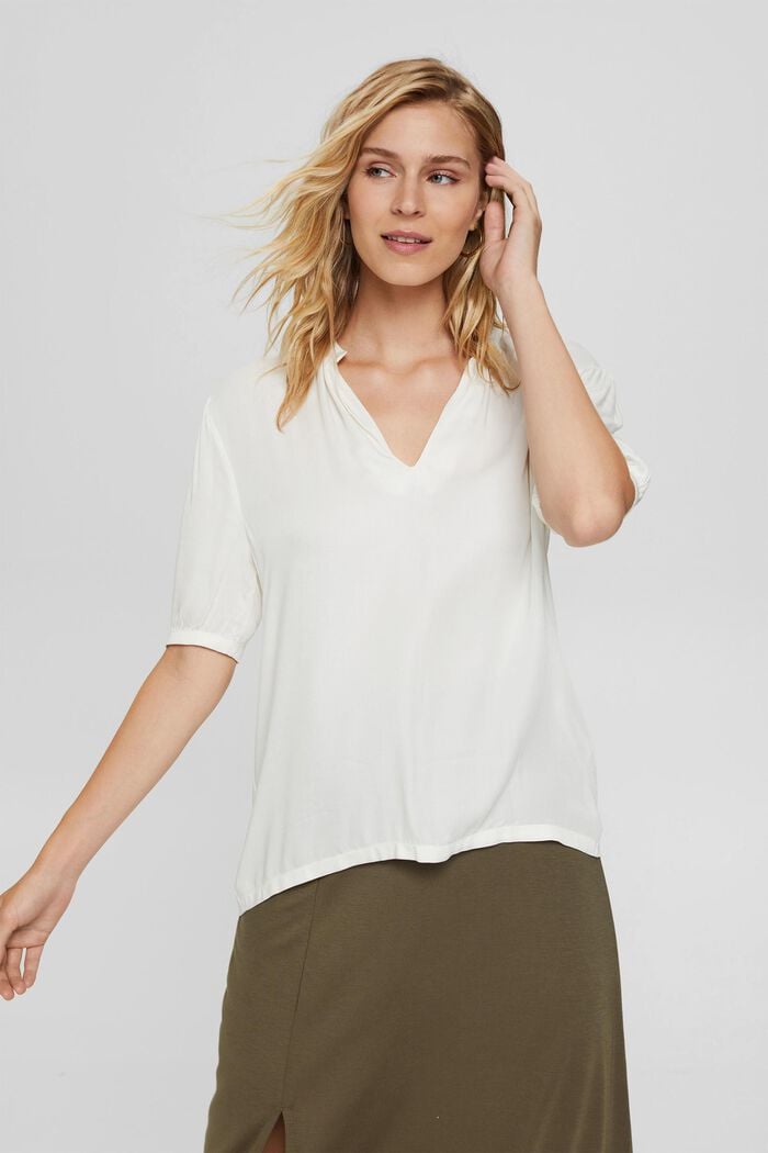 Blouseachtig shirt met LENZING™ ECOVERO™, OFF WHITE, detail image number 0