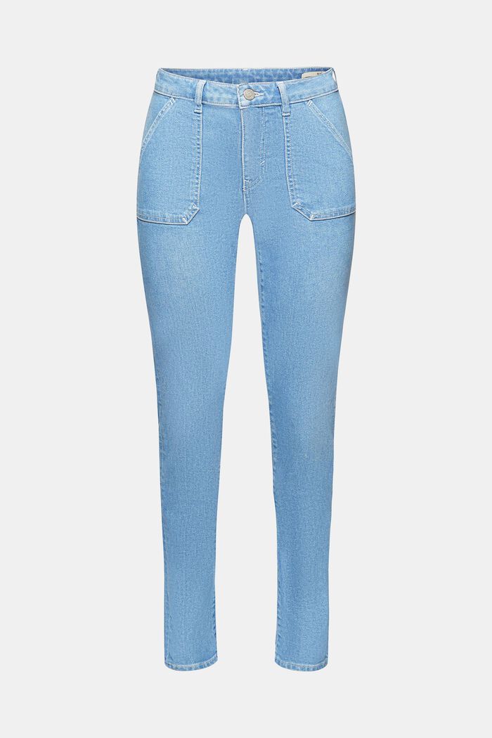Slim fit-jeans met middelhoge taille, BLUE LIGHT WASHED, detail image number 7