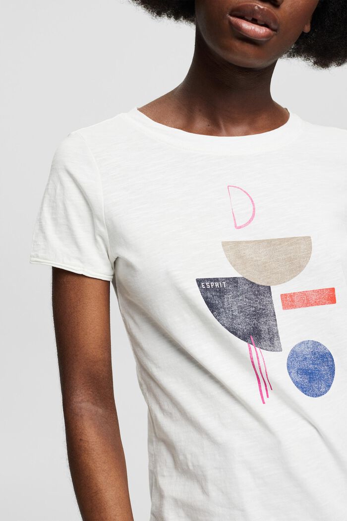 T-shirt met print, 100% organic cotton, OFF WHITE, detail image number 2