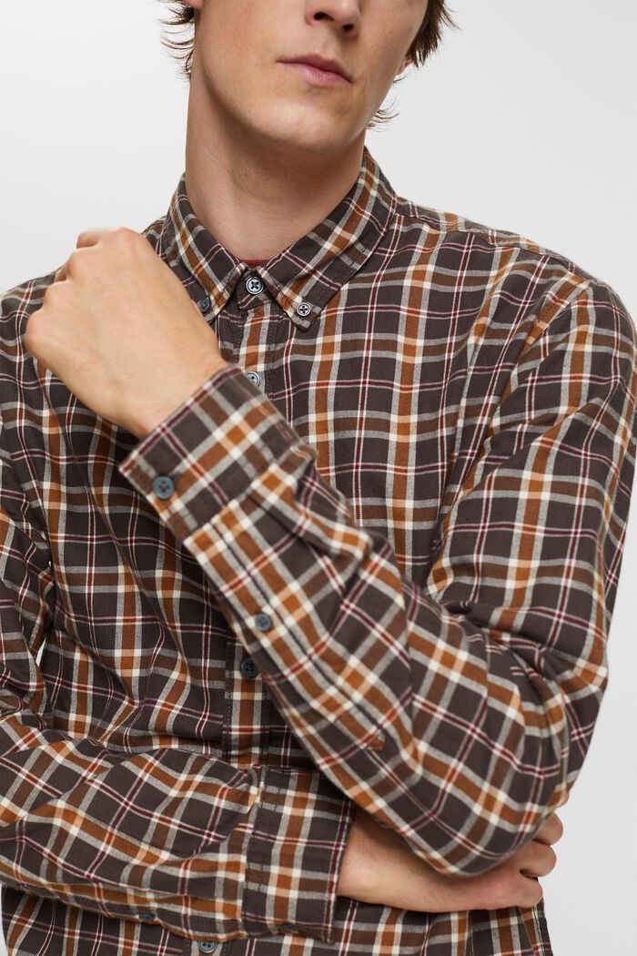 Geruit overhemd met buttondownkraag, BROWN, detail image number 2
