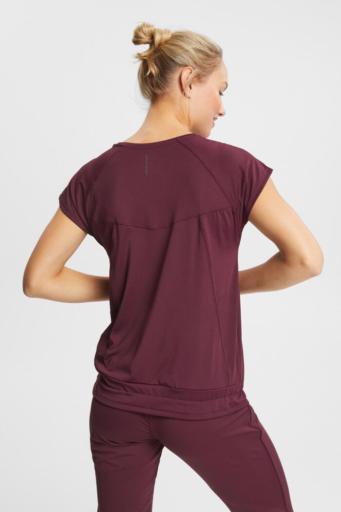 Gerecycled: active T-shirt met tunnelkoord en E-DRY, BORDEAUX RED, detail image number 3