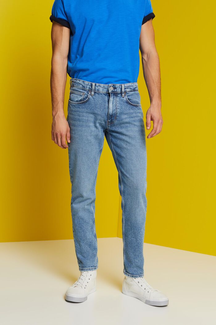 Slim jeans van katoen met stretch, BLUE MEDIUM WASHED, detail image number 0