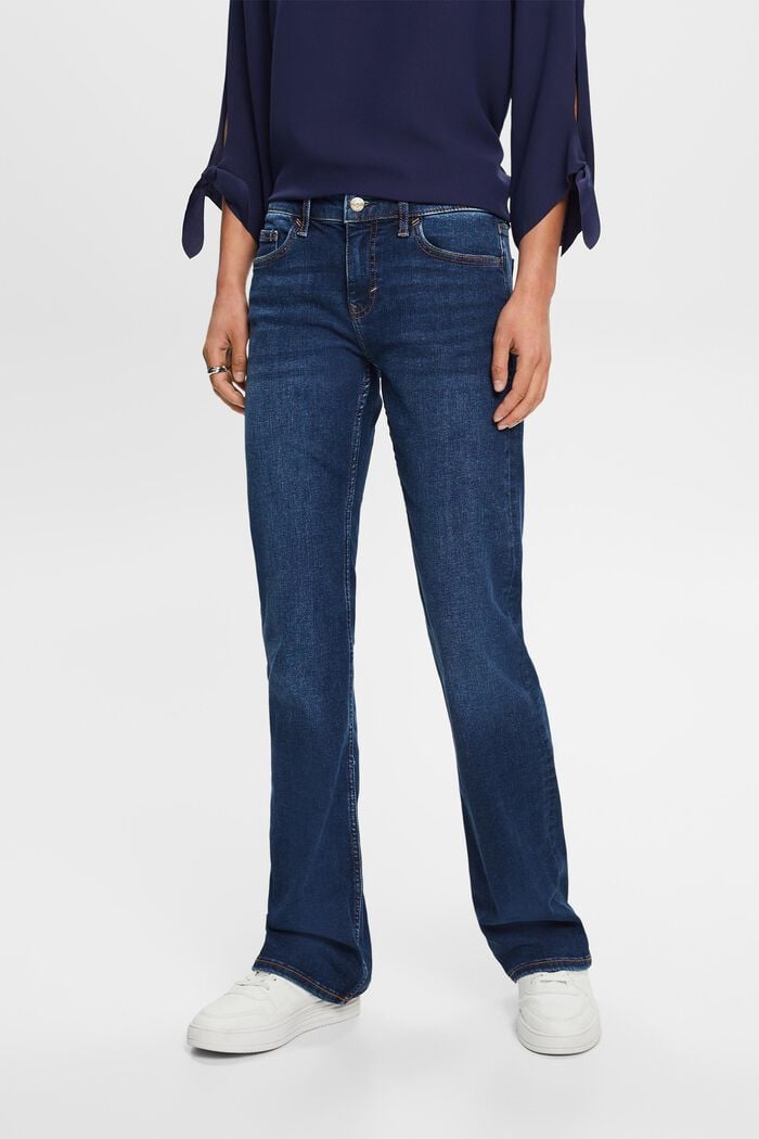 Bootcut jeans met middelhoge taille, BLUE DARK WASHED, detail image number 0