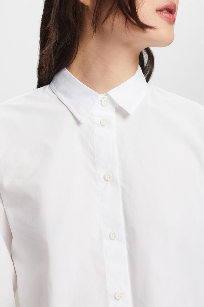 Cropped popeline blouse, WHITE, detail image number 3