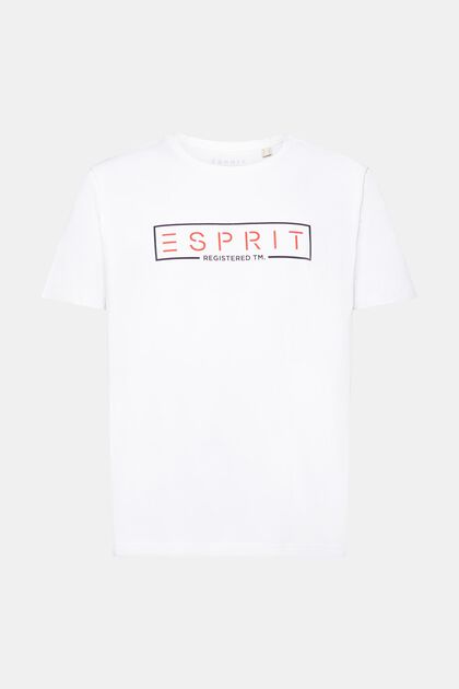 Jersey T-shirt met logo, 100% katoen, WHITE, overview