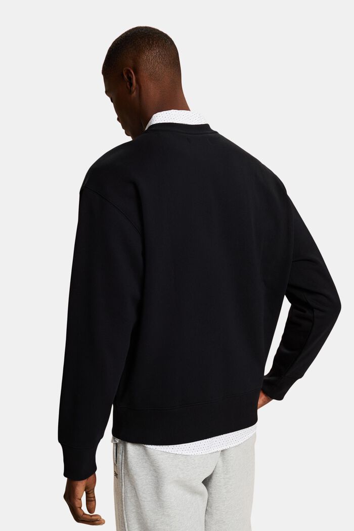 Uniseks fleece sweatshirt met logo, BLACK, detail image number 1