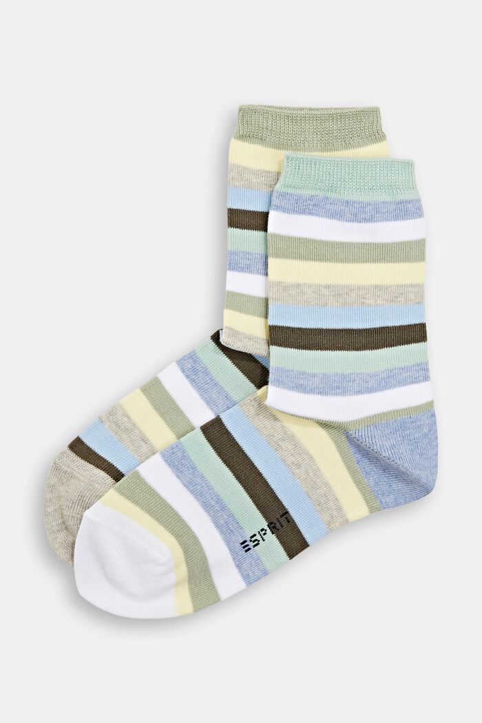 Set van twee paar gestreepte sokken, mix van biologisch katoen