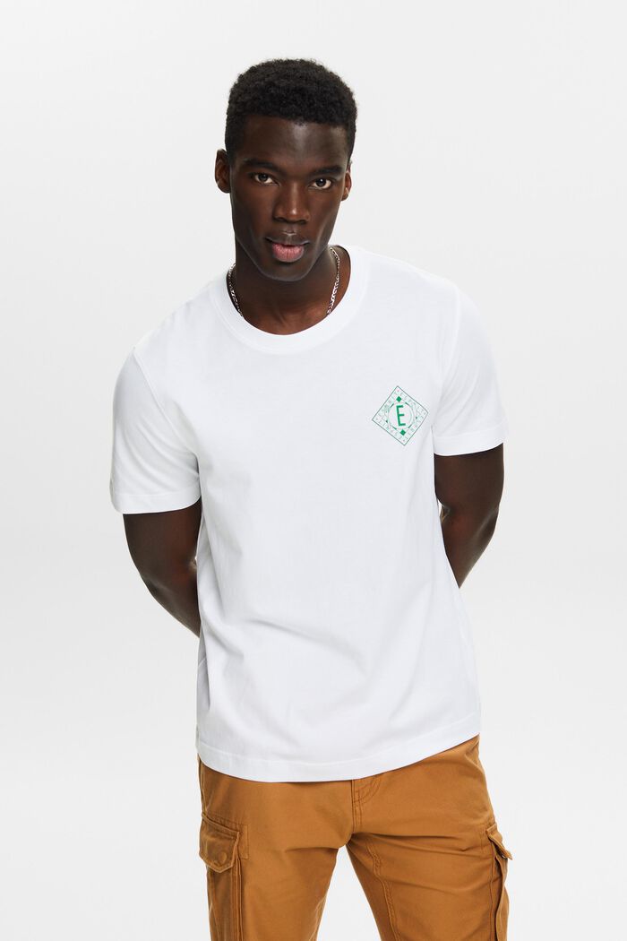 T-shirt van katoen-jersey met logo, WHITE, detail image number 0