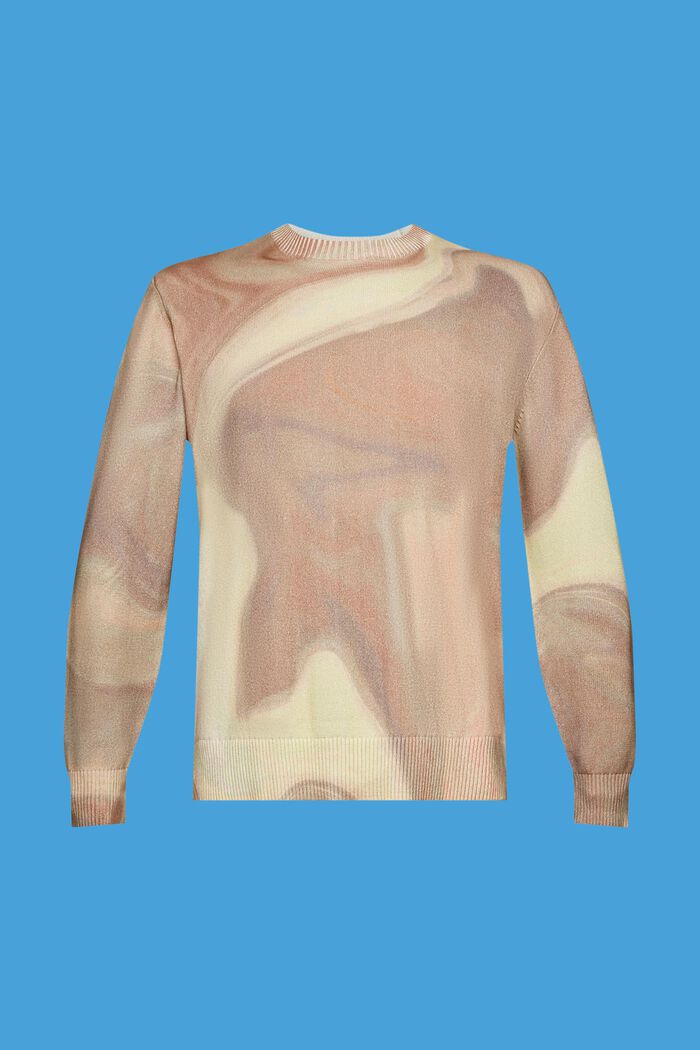 Geweven trui van katoen met motief all-over, LIGHT TAUPE, detail image number 6