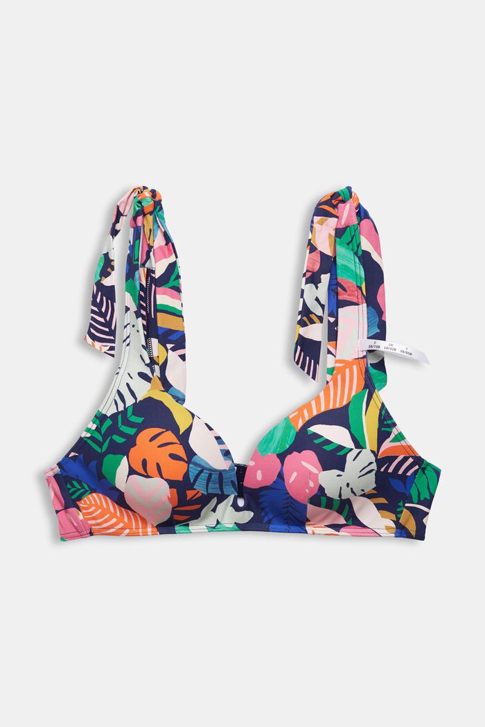 Bikinitop met kleurrijk motief en variabele bandjes, NAVY, overview