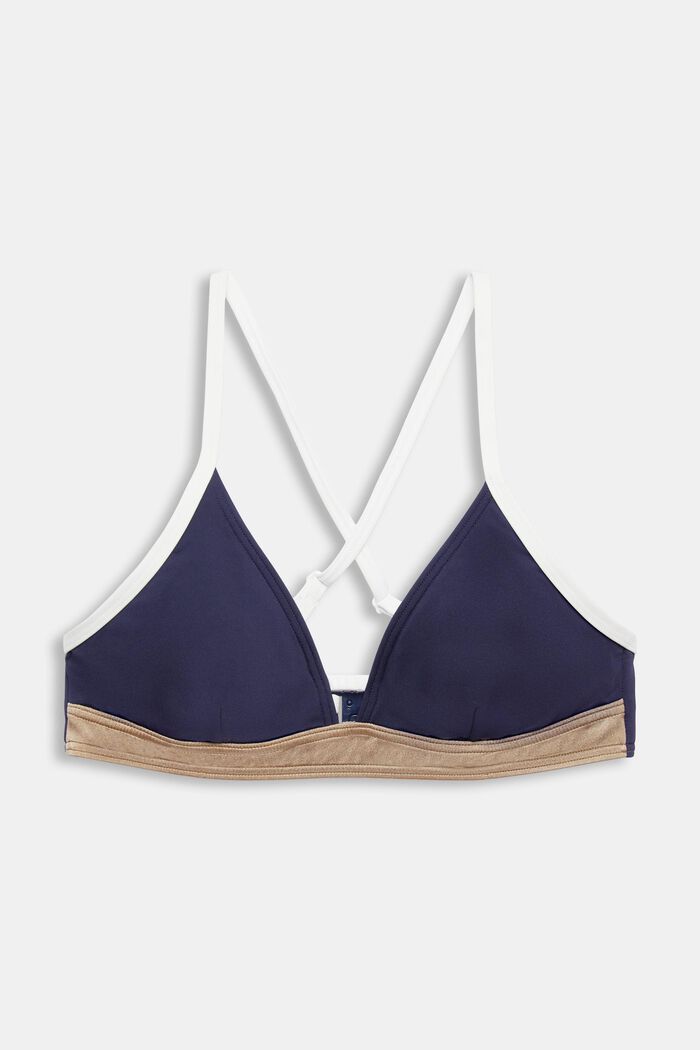 Driekleurige bikinitop met variabele schouderbandjes, NAVY, detail image number 4