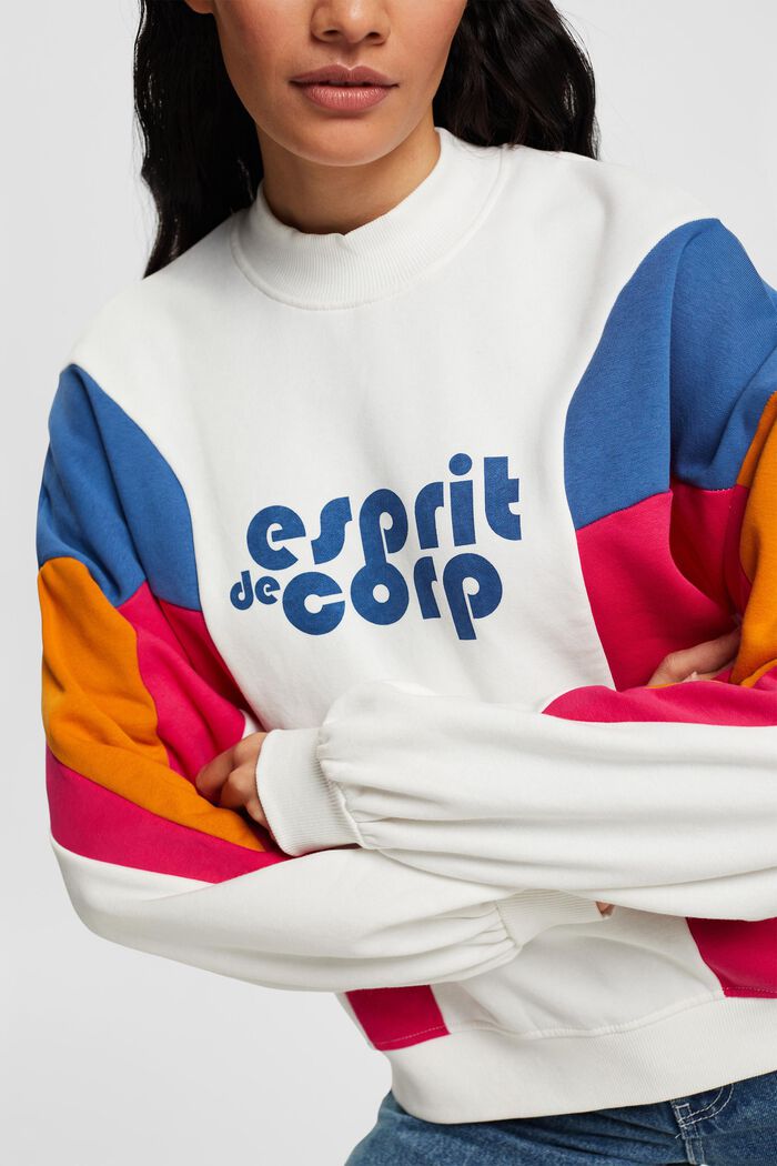 Sweatshirt met colour block en logoprint, OFF WHITE, detail image number 4