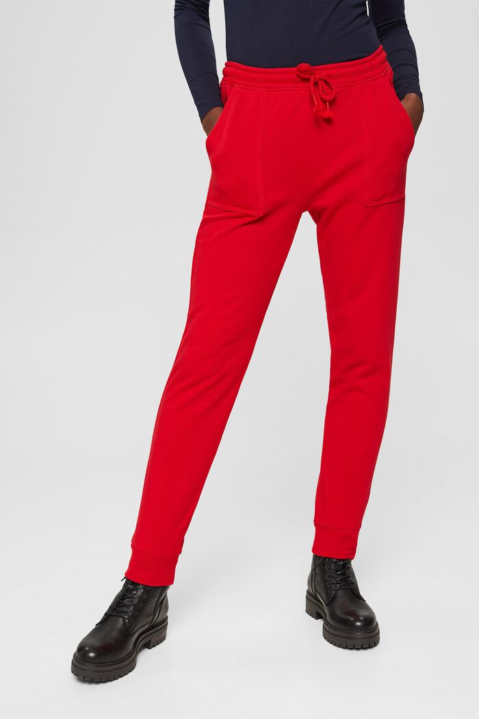 Sweatbroek in jogger-stijl, organic cotton, RED, detail image number 0