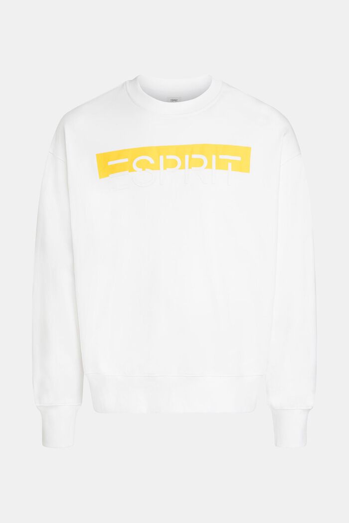 Matglanzend sweatshirt met label, WHITE, overview